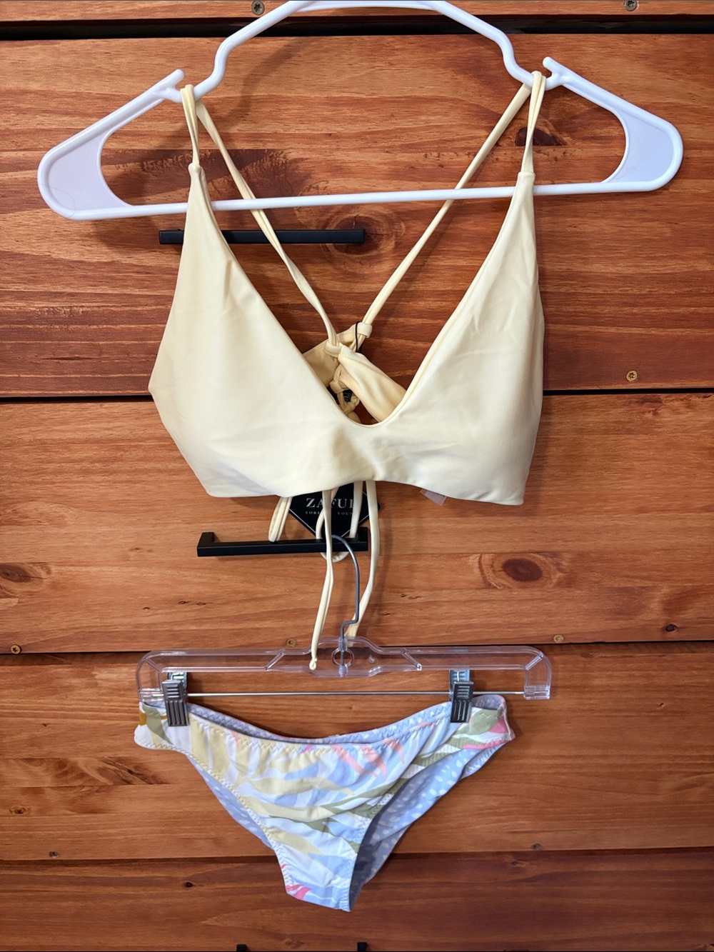 Billabong Tropical Print Bikini Bottoms & Zaful Yellow Bikini Top